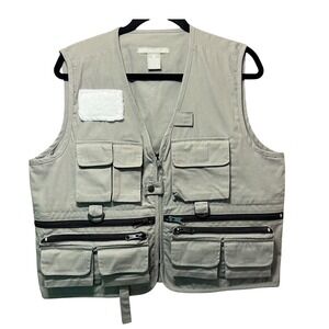 Danielson Classic‎ Fishing Utility Vest Medium Khaki Beige Multi Pocket Outdoor
